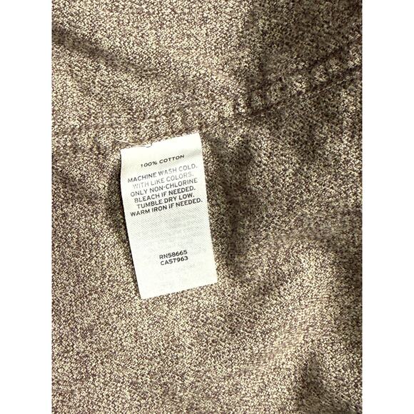 14 & UNION Button Down Tan Trim Fit Shirt 100% Cotton Long Sleeve Men Large - Picture 7 of 8